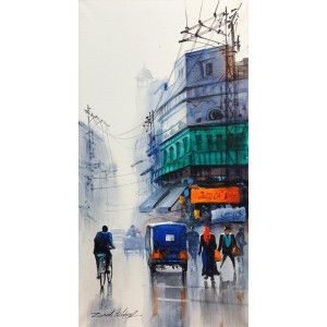 Zahid Ashraf, 12 x 24 inch, Watercolor On Canvas, Cityscape Painting, AC-ZHA-054